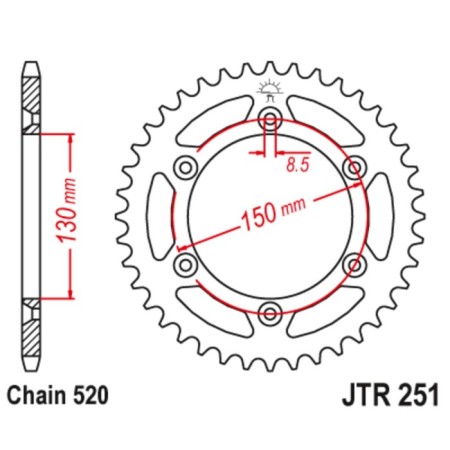 Leading star, JT 251.48SC with self -cleaning, chain 520, 48 teeth-1