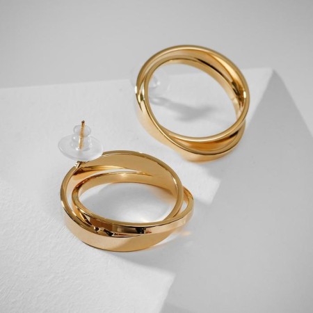 Ring-ring earrings double, color gold-1