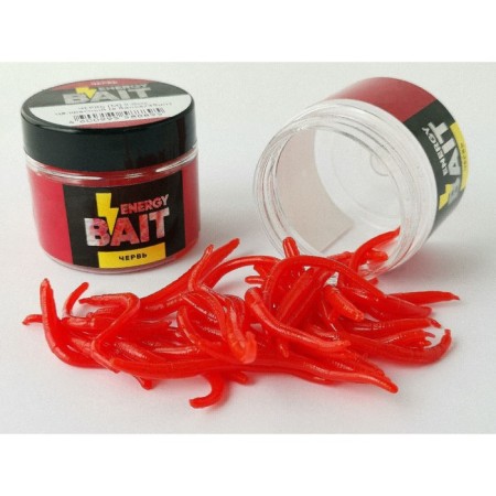 Artificial nozzle Energy Bait "Worm", m, 55 mm, 35 pcs, red color