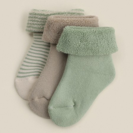 Nosk children's terry 3 pairs SL Home, 6-8 cm, milk/olive-1