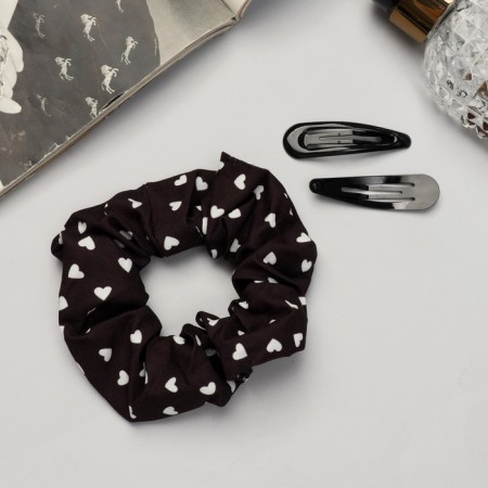 Hair set "Emilia" (elastic band, 2 invisibility 4.5 cm) hearts, black-2