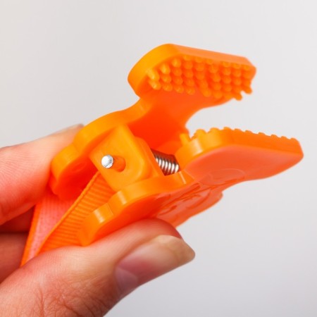 Silicone orthodontic dummy with a holder and cap, from 0 months, color orange-9