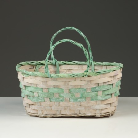 Wicker basket, d25 x 18 x 11/19 cm, green, bamboo-1