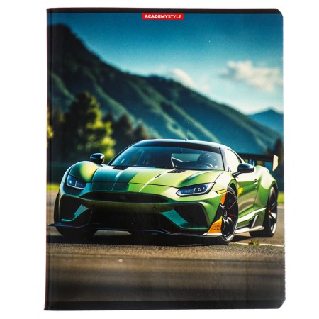 A notebook of 96 sheets in the “Racing Machines” cage, the cover coated cardboard, UV-lak, mix-3