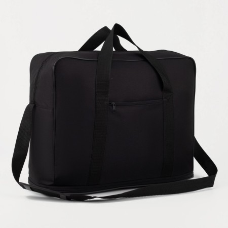 Road bag with lightning, with an increase, external pocket, long belt, black color