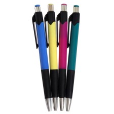 A set of ballpoint pens, 4 pieces, a colored case, with a rubber holder, mix