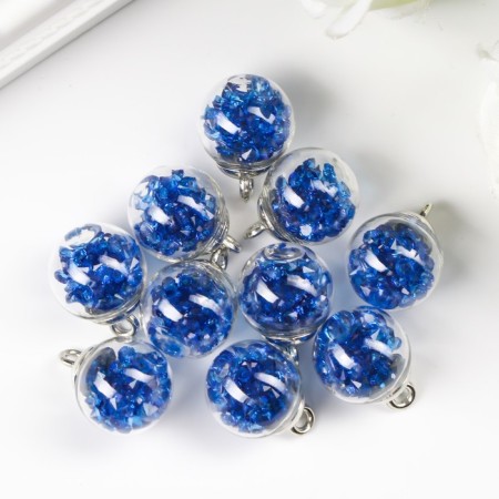 Suspension decorative for creativity glass "ball - pebbles" blue d = 1.6 cm set 10 pcs