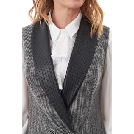 Women's vest, size 42, gray color, black-2