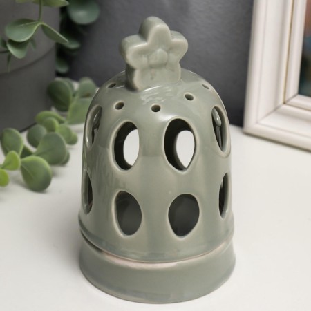 Candlestick ceramics 1 candle "Cell with flower" MIX 14x8x8 cm-2