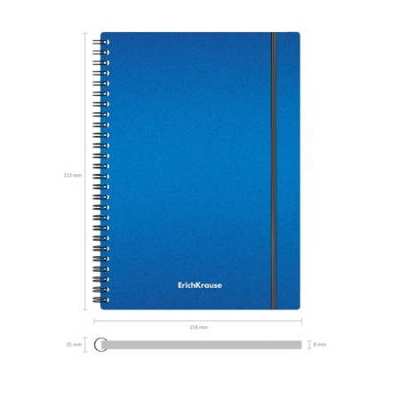 Notebook A5, 80 sheets in a cage on the crest Erichkrause "Ice Metallic", a plastic cover on an elastic band, an offset unit, white 100%, mix-3