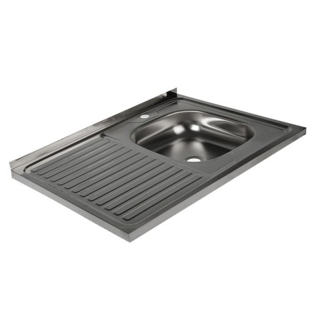 Kitchen sink "Vladix", invoice, without siphon, 80x60 cm, right, stainless steel 0.4 mm-1