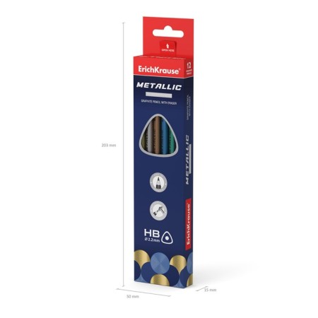 Chernographic pencil with Erichkrause "Metallic", HB, Grifel D = 2.2 mm, wood, three-3