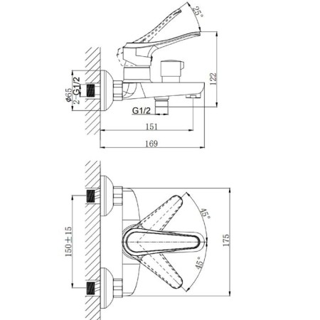 Bath mixer rush jawa ja0735-44, single-leaf, short spout, chrome-1