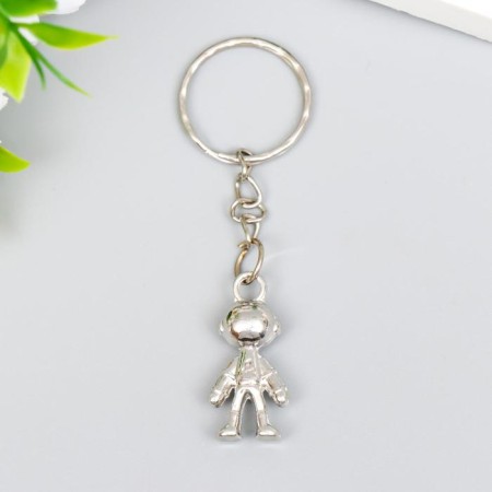 Metal keychain "Cosmonaut with black helmet" silver 2.9x1.5x0.5 cm-2