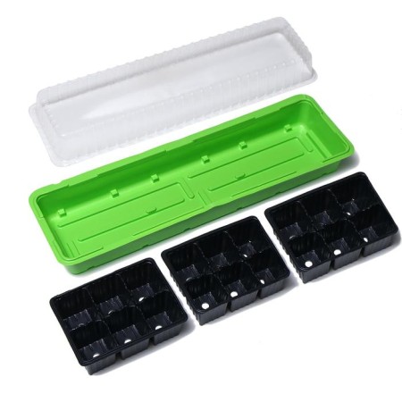 Mini-Pirate for seedlings, 57 × 18 × 14.5 cm, 3 inserts, 18 cells, Greengo-2