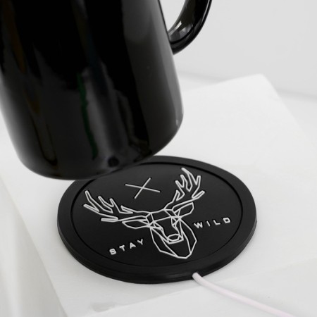 Gift set "Be No. 1", ceramic mug 310 ml, thermal stand Ø 10 cm, black color-6
