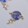 Connector for creativity Metal 2 Ears "Planet and Star" Blue rhinestones 2.7x3 cm