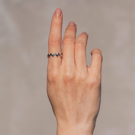 Ring "Zigzag" trend, silver color, dimensionless-2