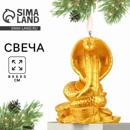 New Year's candle "Snake on Coins", for the New Year, Golden, 78 x 61 x 52