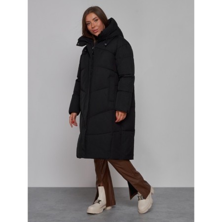 Coat insulated winter female, size 42, black color-1