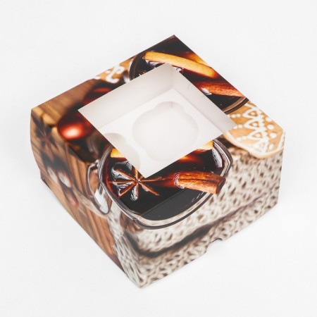 Packaging for 4 cupcakes with the Gliltwine window, 16 x 16 x 10 cm-4