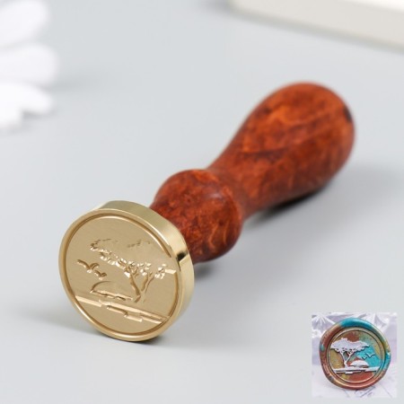 Printing for wax with a wooden handle "Sunset in Africa" ​​9x2.5x2.5 cm