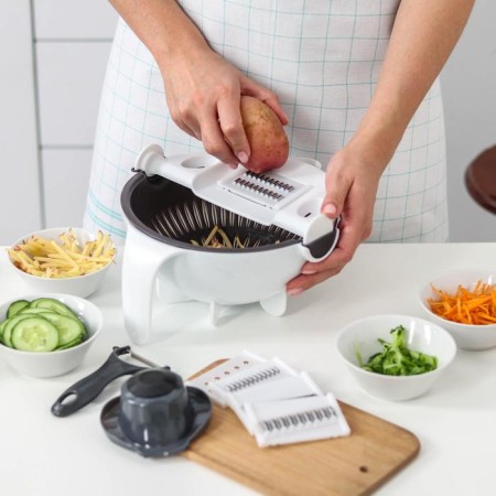 Magisthuman Majestic multifunctional vegetable engine, with a drain basket, 22.3 × 13.5 × 22.5 cm, white-gray color-1