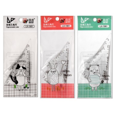 Set of triangles, 2 pieces, 10 cm "animals", transparent, plastic, in a bag