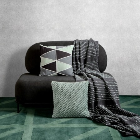 Gray cotton cover with a decorative line of Ethnic, size 230x250 cm-4