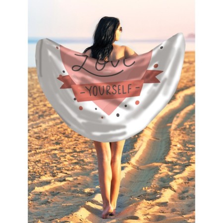 Pareo and beach rug "Love yourself", d = 150 cm