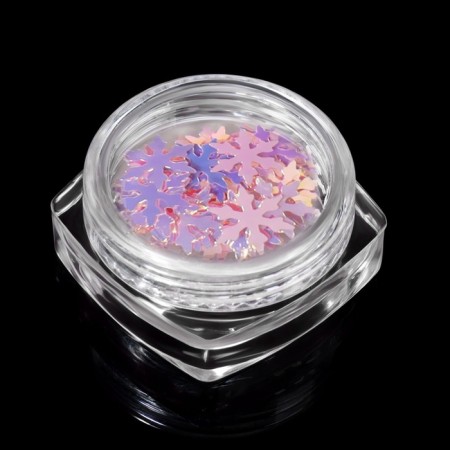 Sequins for the decor "Snowflake", pink/holographic-3