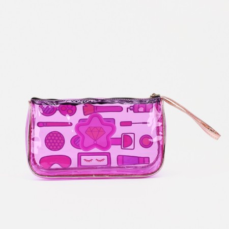 Cosmetic bag on lightning, with a pen, purple color-1