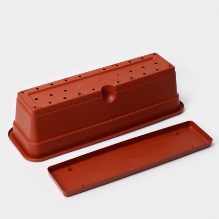 Balcony box for flowers, 12 l, 60 cm, terracotta color-4