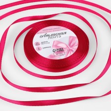 Satin tape, 6 mm × 23 ± 1 m, raspberry color No. 72
