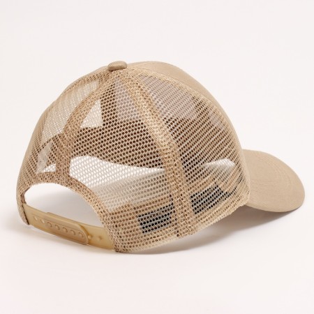 Baby cap for a girl with a grid, beige color, rn 54-7