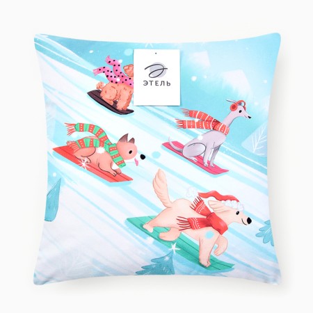 Czech on the pillow Ethel "Snowboarding Dogs" 40x40 cm, 100% p/e, velor-5