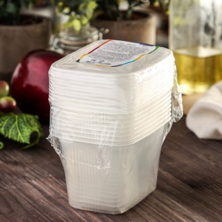 A disposable plastic container with a lid, 10 pcs, 350 ml, 10.8 × 8.2 × 7 cm, the color is transparent-4