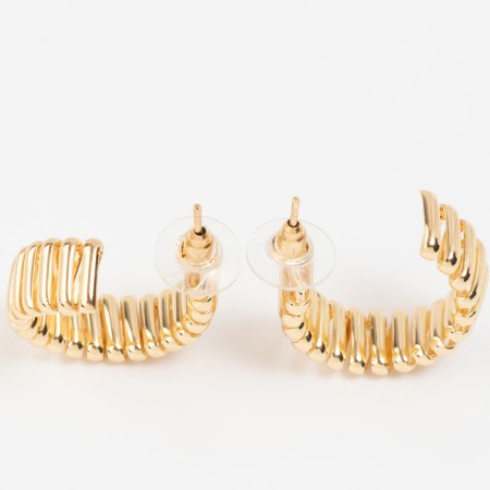 Earrings Metal "Geometry" path of acara, color gold, d = 3.3 cm-2
