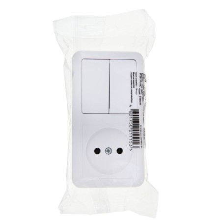 Combined Kuntsevo Block Optima 8062, 2 keys, with a socket, white-2