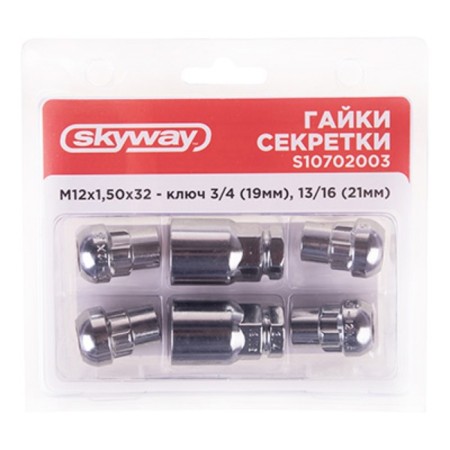 Secretary nuts Skyway, M12x1.50 32mm, closed sphere, 5 ray, 2 cl, chromium, set 4 pcs-2