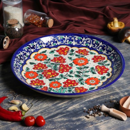 Largan Rishtan ceramics "Flowers", 37 cm, blue
