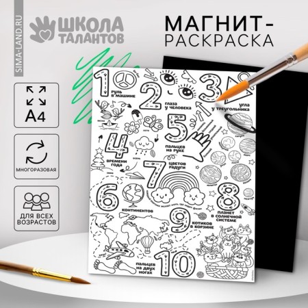 Magnet coloring reusable "numbers", 21 × 29.7 cm