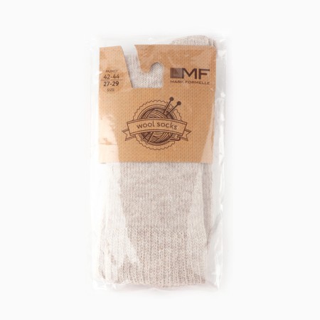 Men's socks woolen, color is light beige melange, size 27-29-3