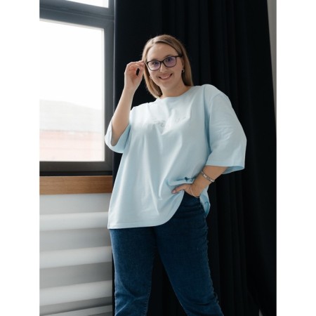 Female T-shirt, size 60-62, pale blue color