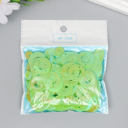 Sequins "circle in the ring" light yellow set 30 g d = 2 cm-2