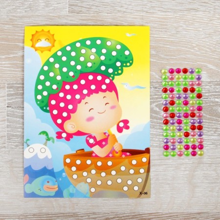 Application with round rhinestones "Girl at sea"