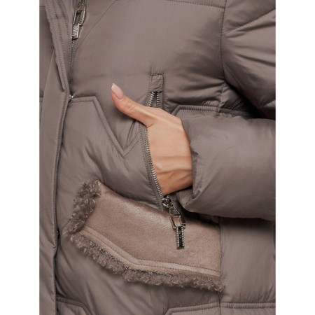 Coat insulated winter female, size 52, brown color-13