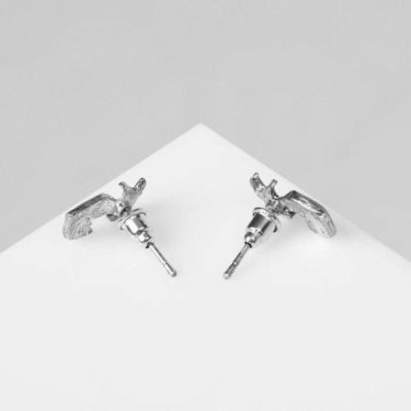 Emall earrings "Devil" heart, red color in silver-1