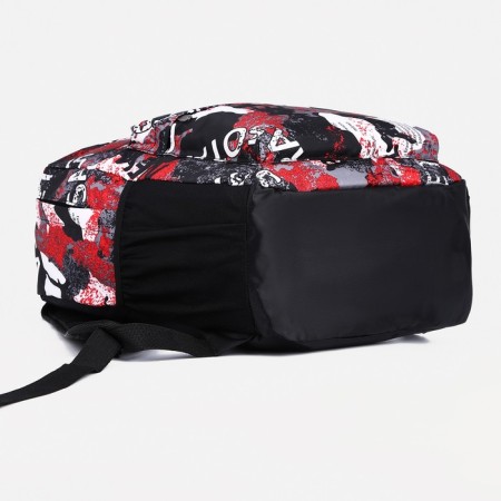Youth backpack from textiles, 3 pockets, gray/red color-2