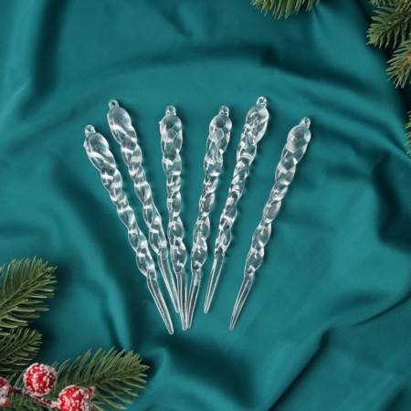 Jewelry decoration "Figure icicle" (set 6 pcs) 12.5x1 cm, transparent